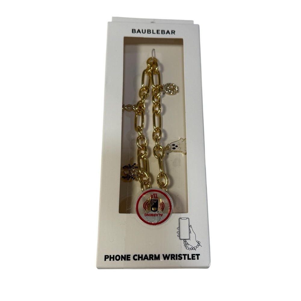 BaubleBar Halloween Ghost Phone Charm Wristlet – Gold Chain – NEW